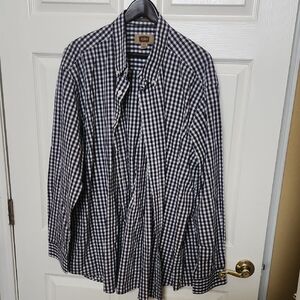 Men's Blue and White Checkered Shirt by Foundry